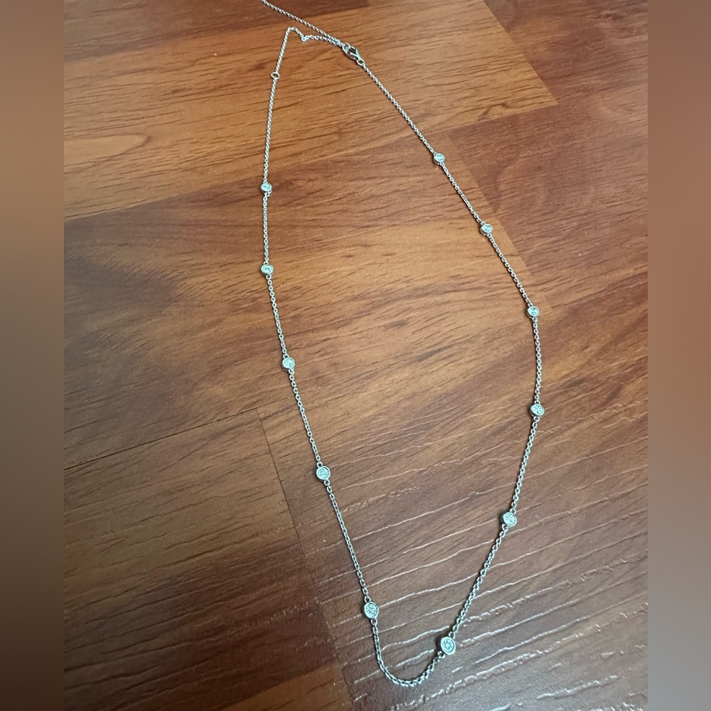 Sterling silver necklace with diamond accents